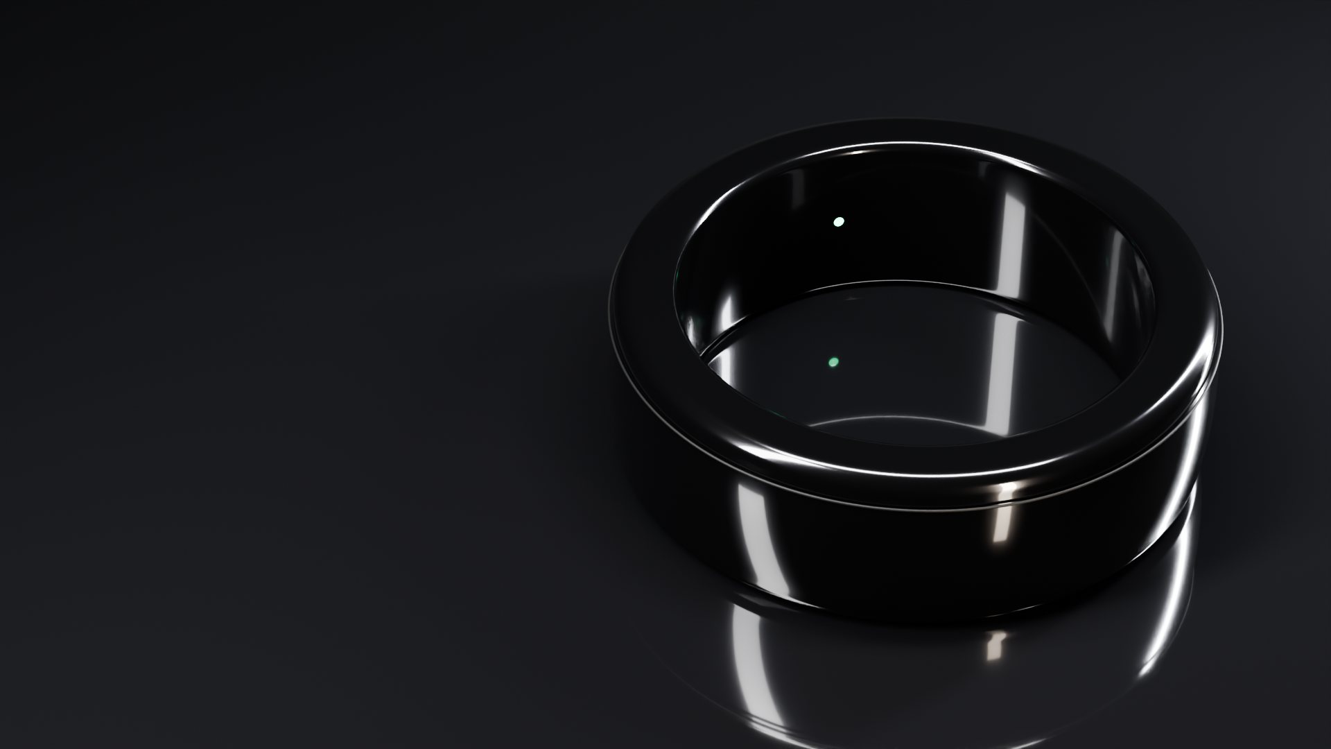Top-down view of the Nocta ring showing the glowing heart-rate sensor on the inside of the band